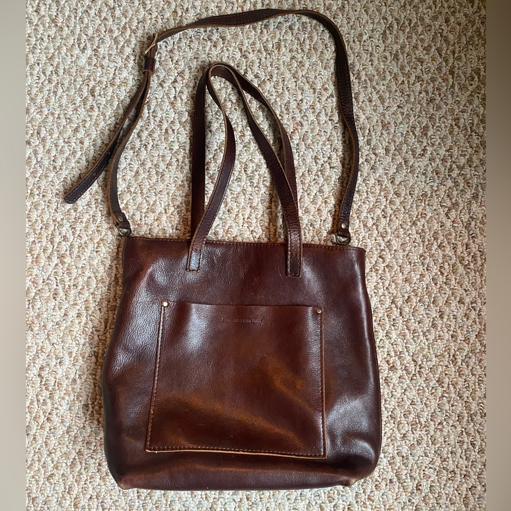 Portland Leather Goods Zipper Crossbody Tote Large